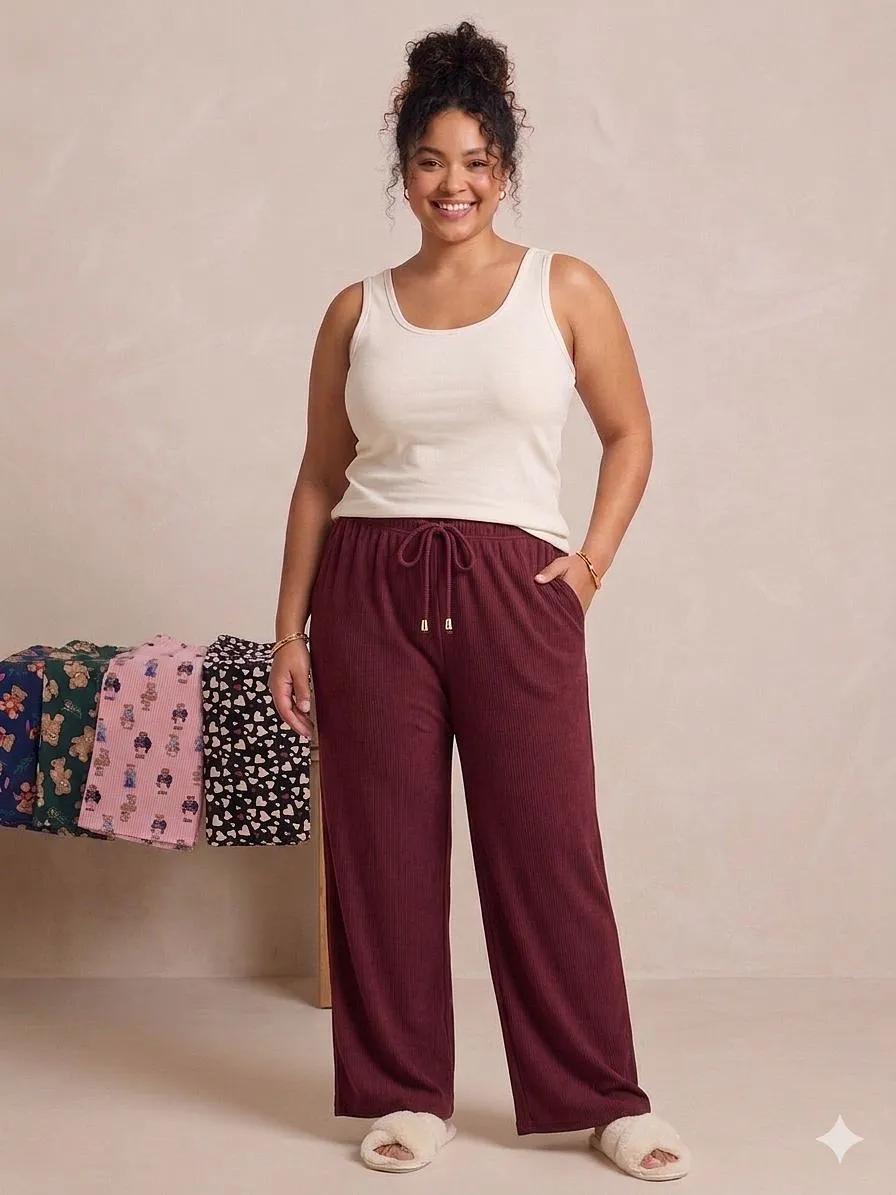 Pantalon Palazzo acanalado talla unica plus