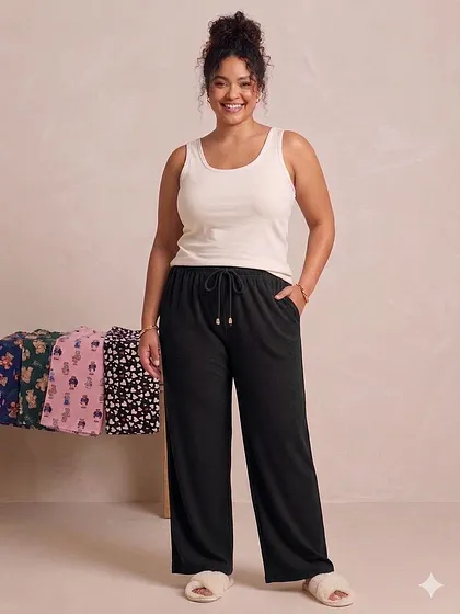 Pantalon Palazzo acanalado talla unica plus